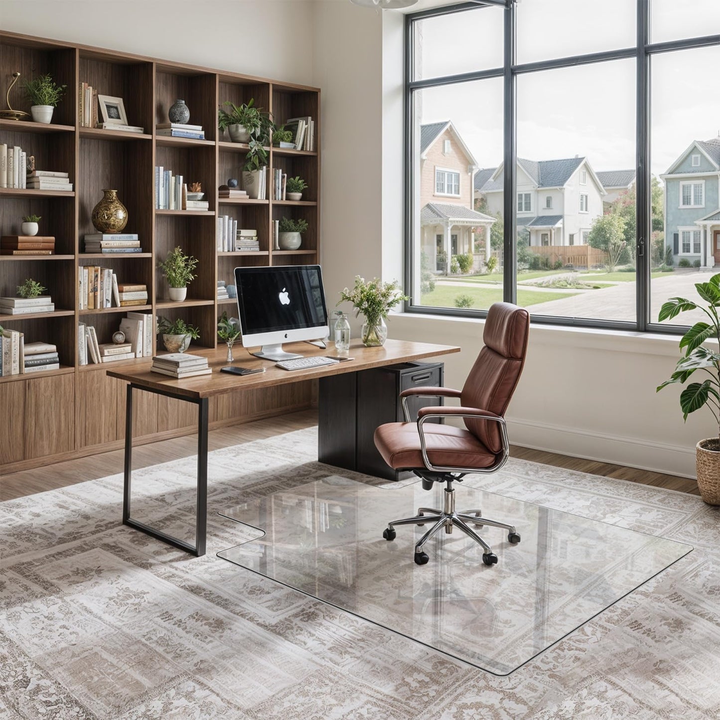 Furnbar Irregular Office Chair Mat for Carpet & Hardwood, Upgraded 36" x 46" Dual Use Tempered Glass Chair Mat for Chair and Footrest Under Desk