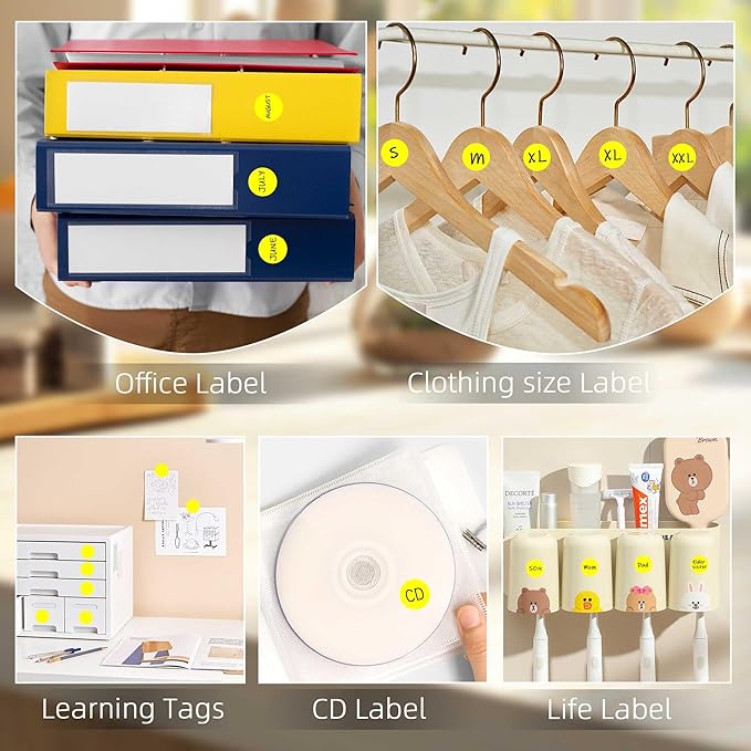 0.75 Inch Multi - Purpose Labels,1000 PCS 3/4" Yellow Dot for Classroom, Papers, Market, Price Tags, and Library Book Labels. Non - Printable Round Colored Stickers
