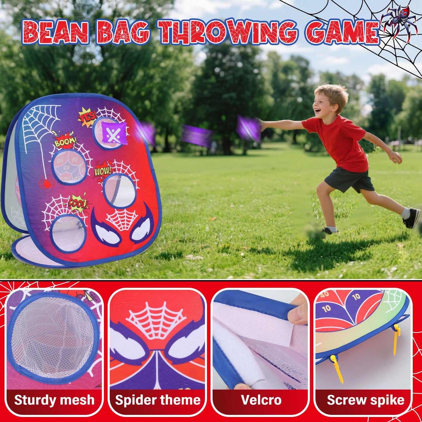 Aooess Bean Bag Toss Game for Kids: Cornhole for Kids, Outdoor Toys for Kids Ages 4-8 Tic Tac Toe Bean Bag Toss Toddler Toys Yard Games, Birthday Gift for Girls 3 4 5 6 7 8 Year Old