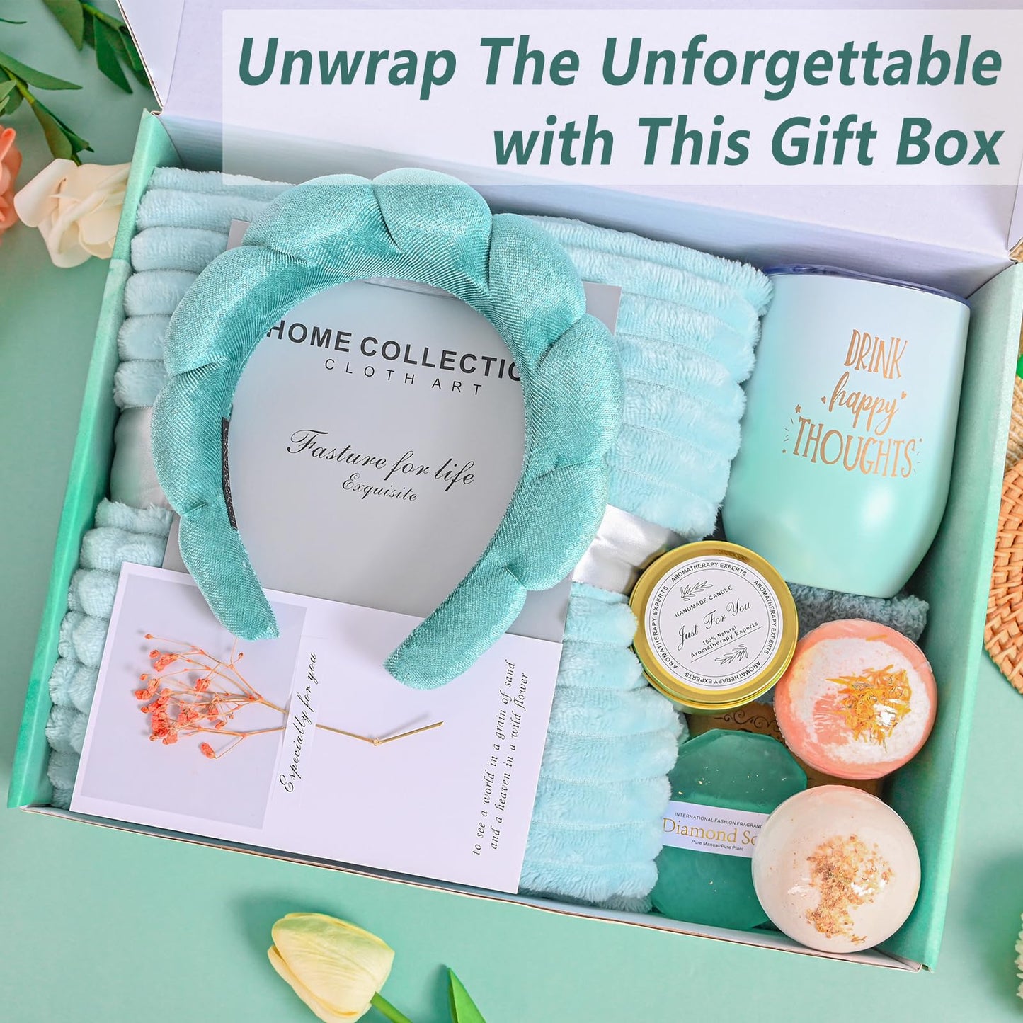 Get Well Soon Gifts For Women, 10 Pcs Care Package Get Well Gift Basket, Self Care Gifts with Luxury Flannel Blanket, Relaxing Spa Box Thinking of You Basket for Her, Mom Sister Best Friends