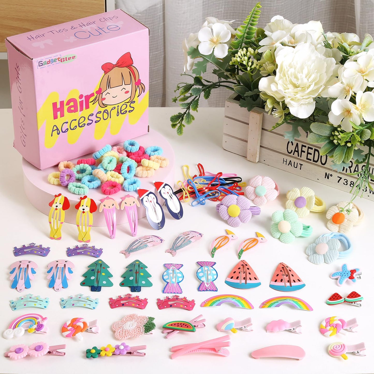 Toddler Girls Hair Accessories Kit, Little Girl Hair Clips Set Hair Stuff Kids Hair Ties Accessory Kits Variety Pack Cute Barrettes Hair Clip Sets Toddlers accesorios cabello niñas 4-6 3 4 5 Year Old