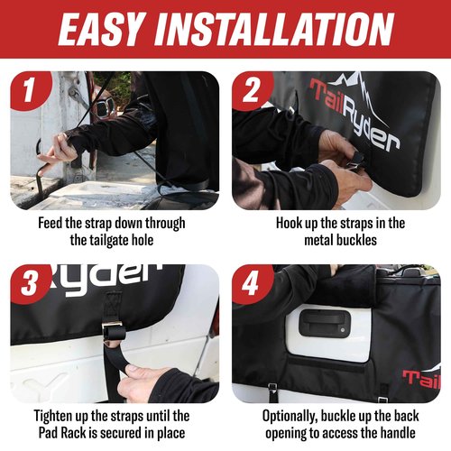 Truck Bike Tailgate Pad for 5 Bikes Bed Rack Holder Featuring Reversed Straps and Premium Metal Buckles for Enhanced Durability