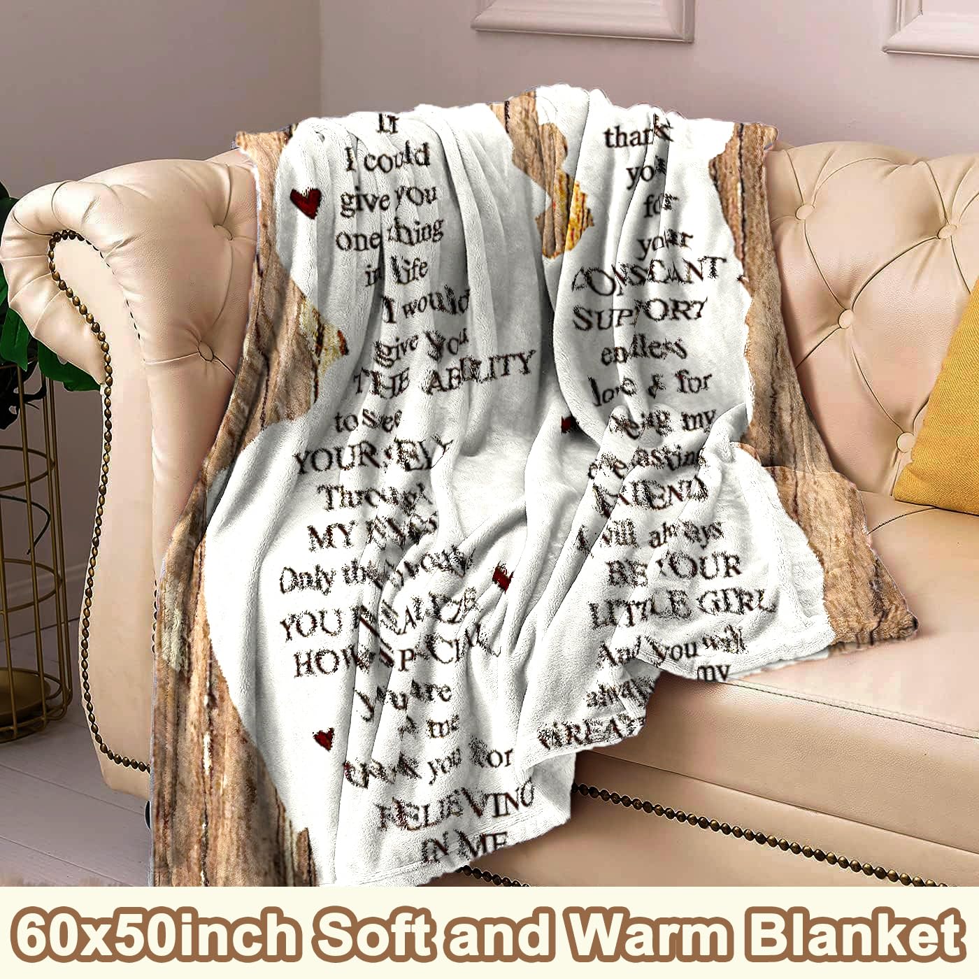 to Dad Gifts Throw Blanket - Unique Ultra-Soft Skin-Friendly Warm Blanket Gift for Fathers Day, Birthday, Christmas, Thanksgiving Present Idea from Daughter, A Meaningful Bed Sofa Throws for Daddy