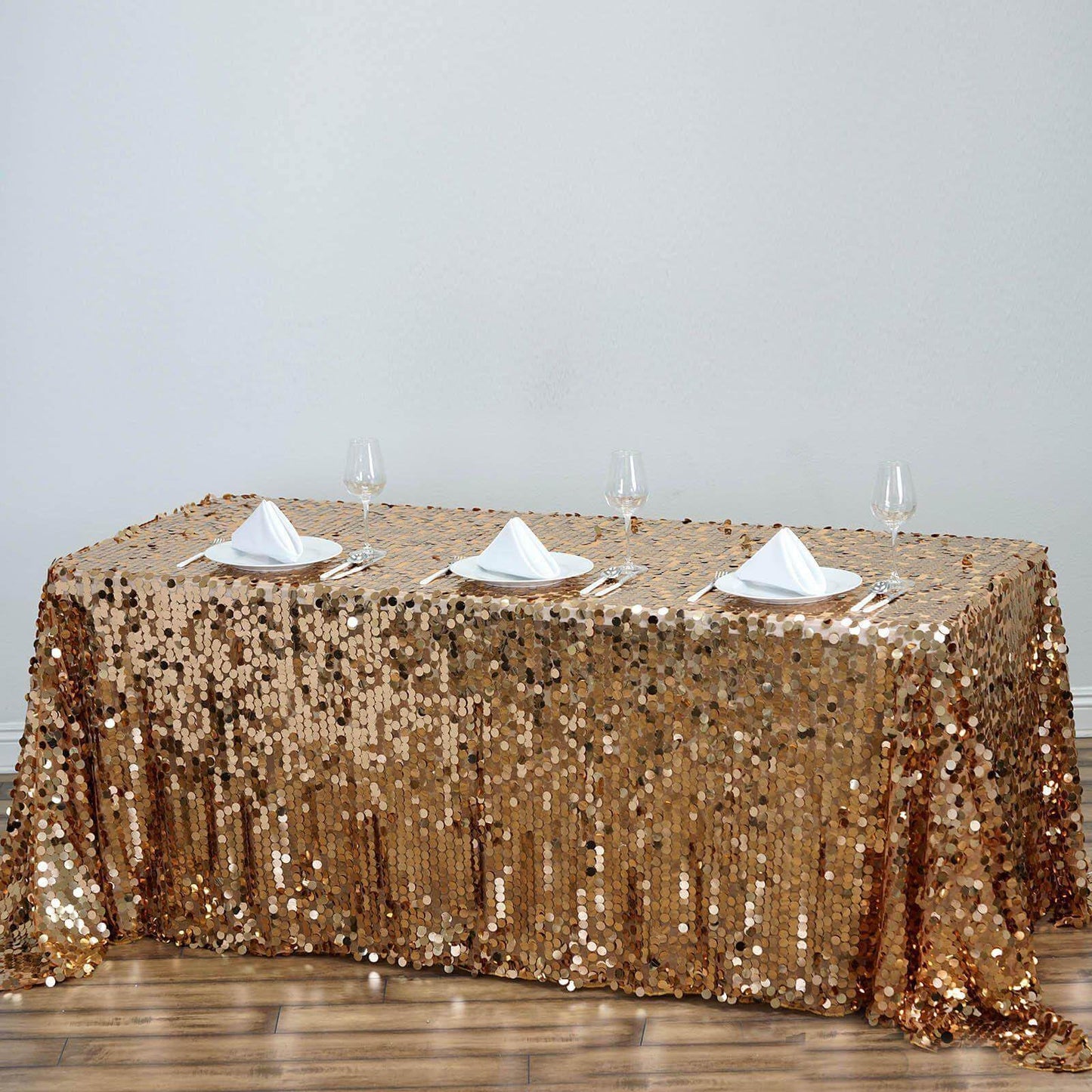 Efavormart 90X156 Gold Premium Big Payette Sparkly Sequin Rectangle Tablecloth for Wedding Party Kitchen Dining Catering Party