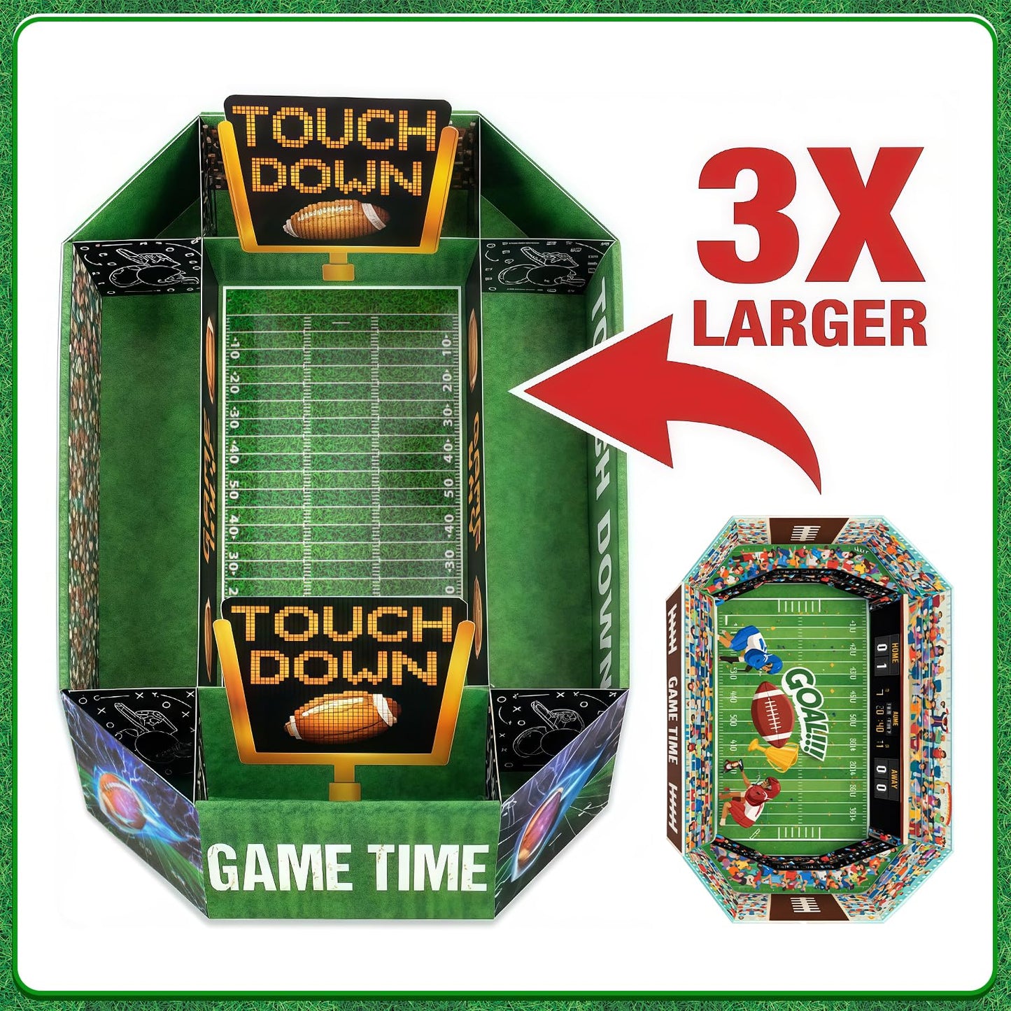 Football Party Supplies Food Tray – 25 x 20 Inch Large Snack Stadium, Serving Tray for Super Bowl Party - Football Party Decorations with Food Display for Game Day