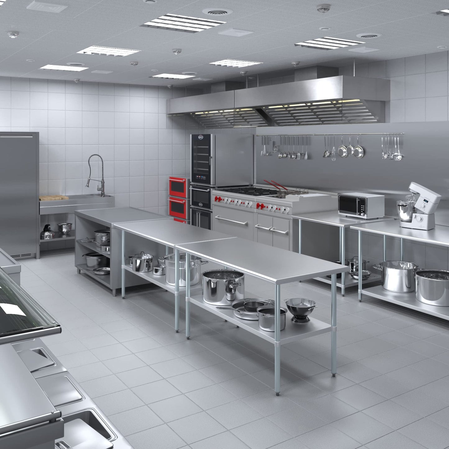AmGood 30 in. x 60 in. Stainless Steel Work Table | Metal Kitchen Food Prep Table | NSF