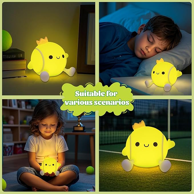 YuanDian Tennis Gifts, Soft Glow Silicone Tennis Ball Night Light - Versatile Sports Decor for Bedrooms & Man Caves - Birthday Christmas Gift for Adults, Teens, and Athletes