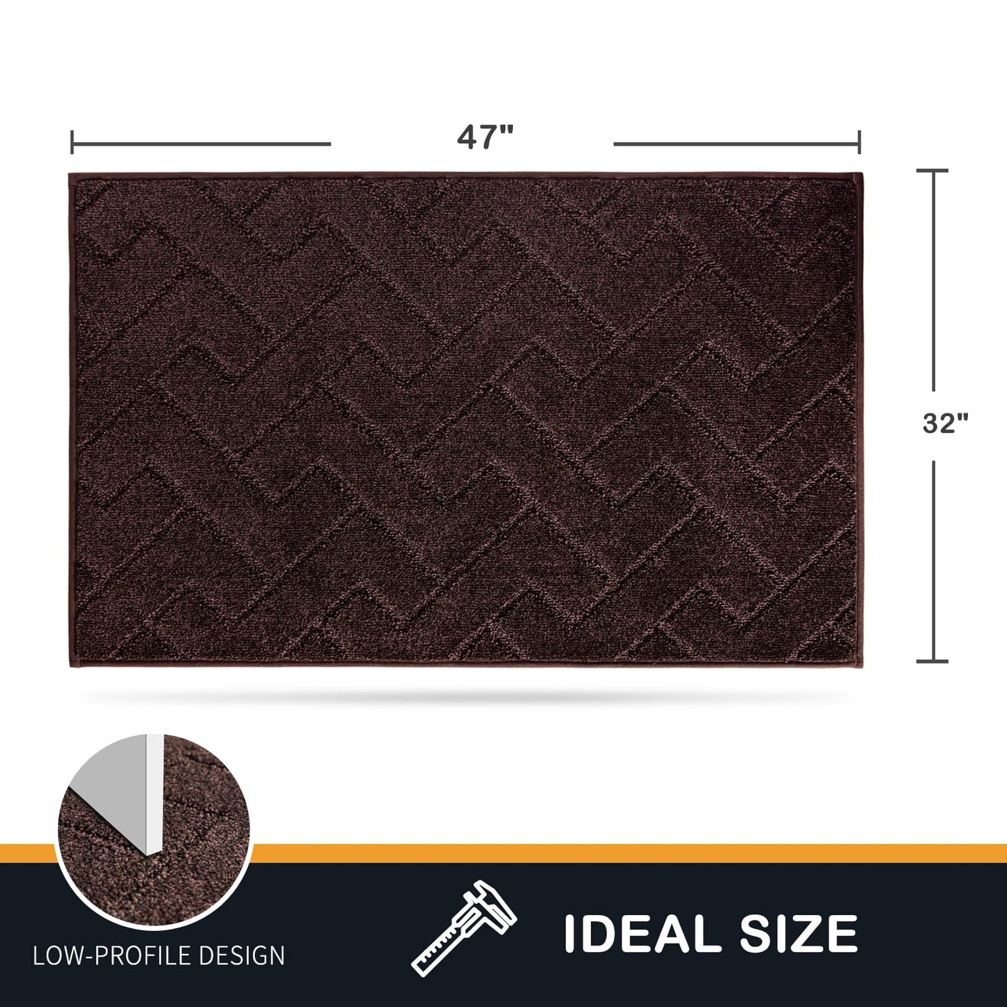 PURRUGS Dirt Trapper Door Mat 32" x 47", Non-Slip Machine Washable Entry Rug, Shoe Scraper, Dog Doormat, Super Absorbent Welcome Mat for Front & Back Door, Muddy Wet Shoes & Paws, Brown