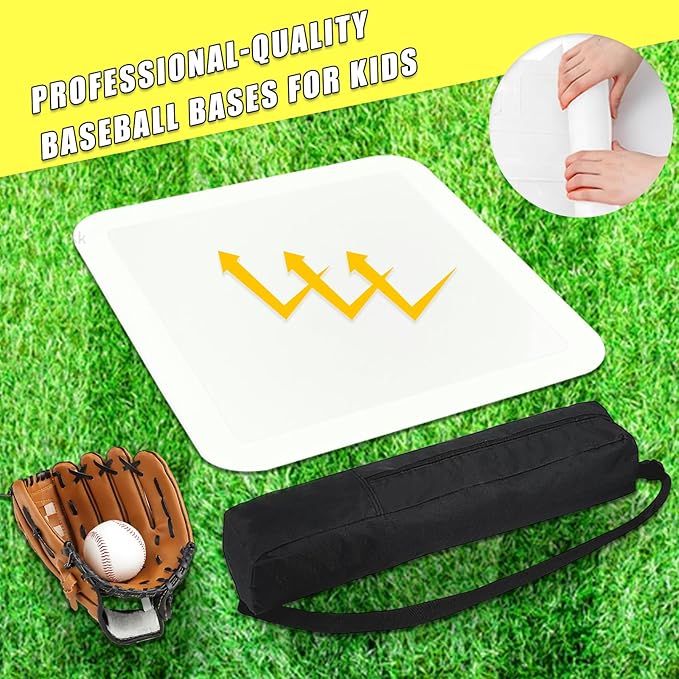 BIYQFCR Baseball Home Plate & Base 5-Piece Set – Ractice Training Equipment for Baseball, Softball, Kickball – 3 Base Plates, 1 Home Plate, 1 Pitcher’s Plate – Backyard, Field Use