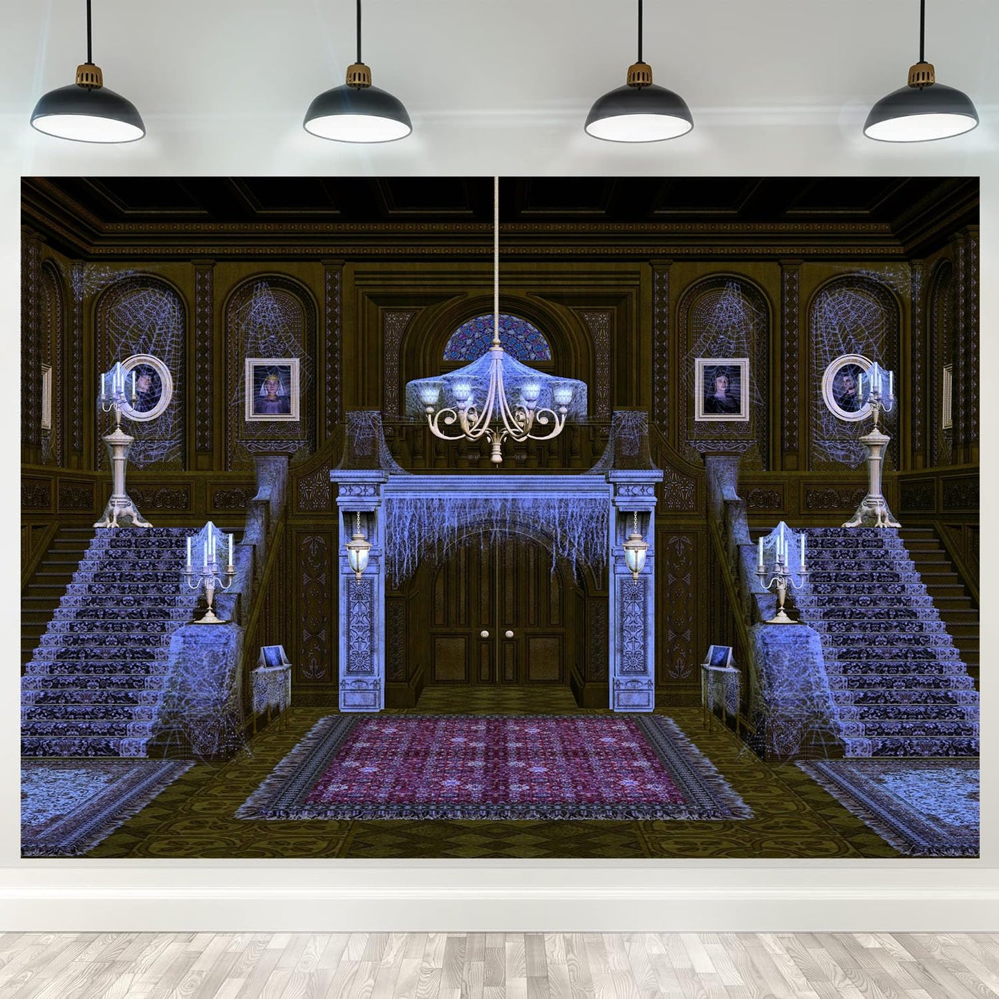 Fmarui Haunted Mansion Backdrop 7x5ft,Spooky and Deserted House Backgrounds Halloween Party Decoration Banner Halloween Photo Booth Backdrop for Kids Adults