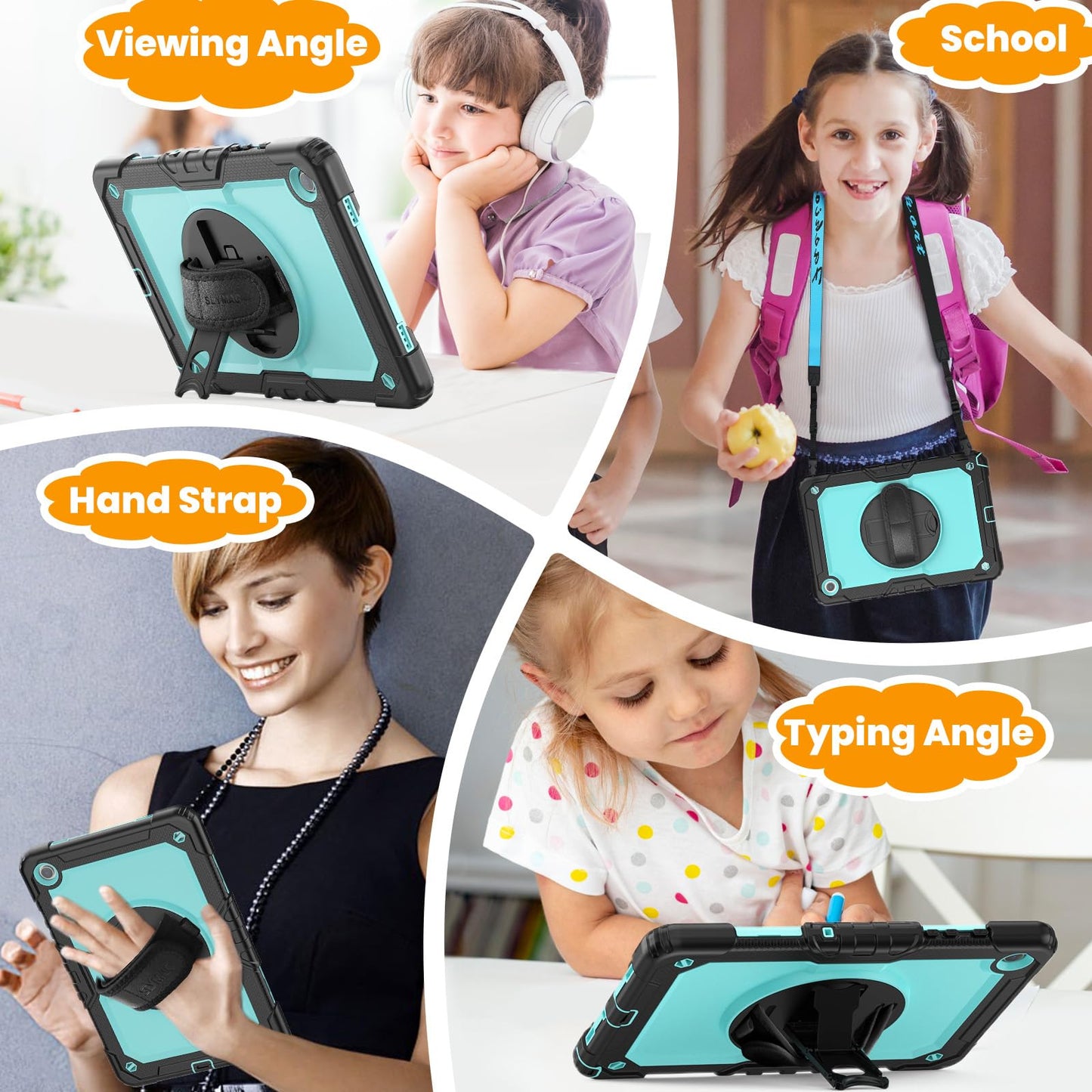 Seymac Stock Case For Samsung Galaxy Tab A9 8.7 , Full-Body Drop Protection Case With Screen Protector Pencil Holder [360 Rot