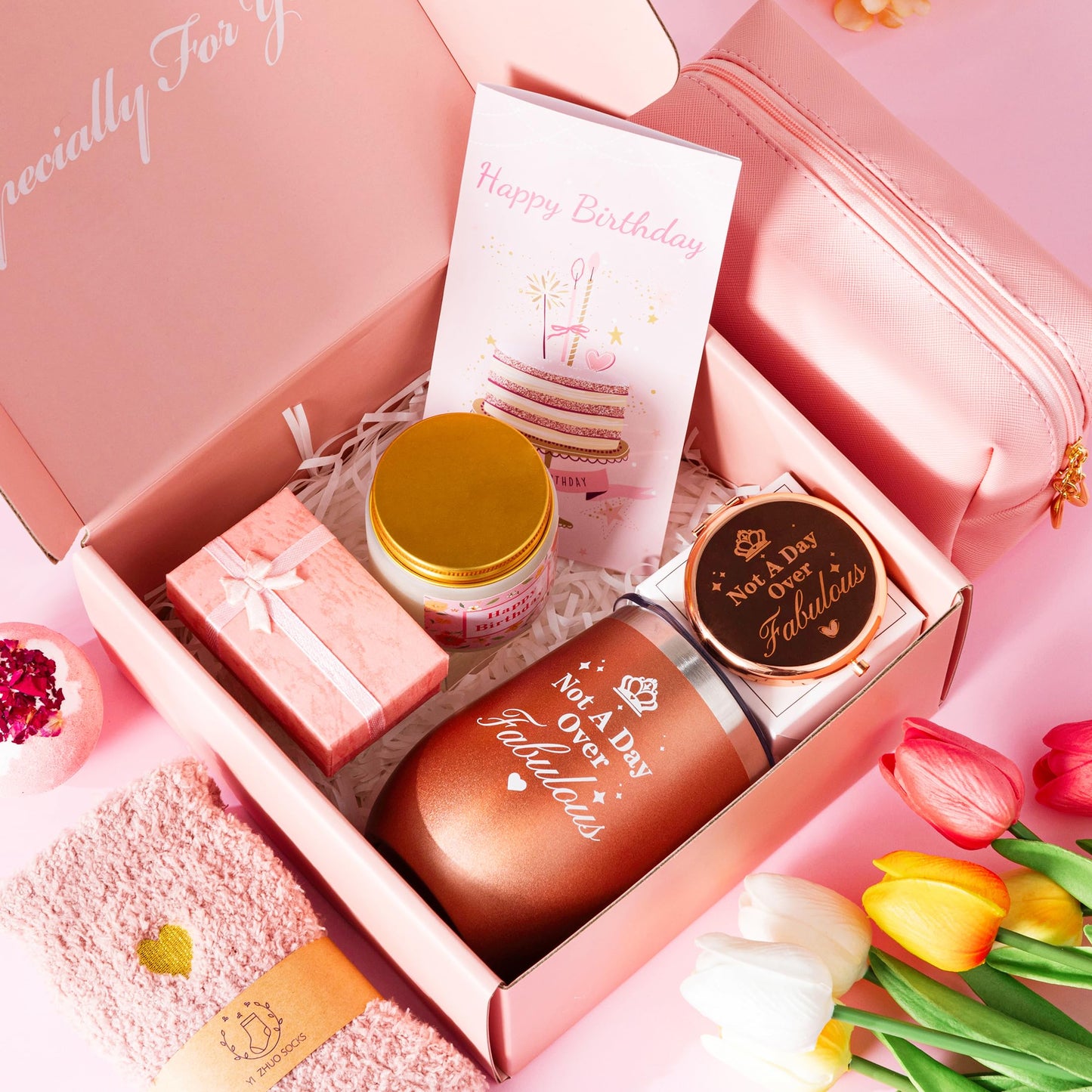 Birthday Gifts for Women,Unique Happy Birthday Gift for Her, Relaxation Spa Bath Birthday Gift Baskets for Female,Gifts Ideas Box Set for Mom Sister Friends Wife Aunt