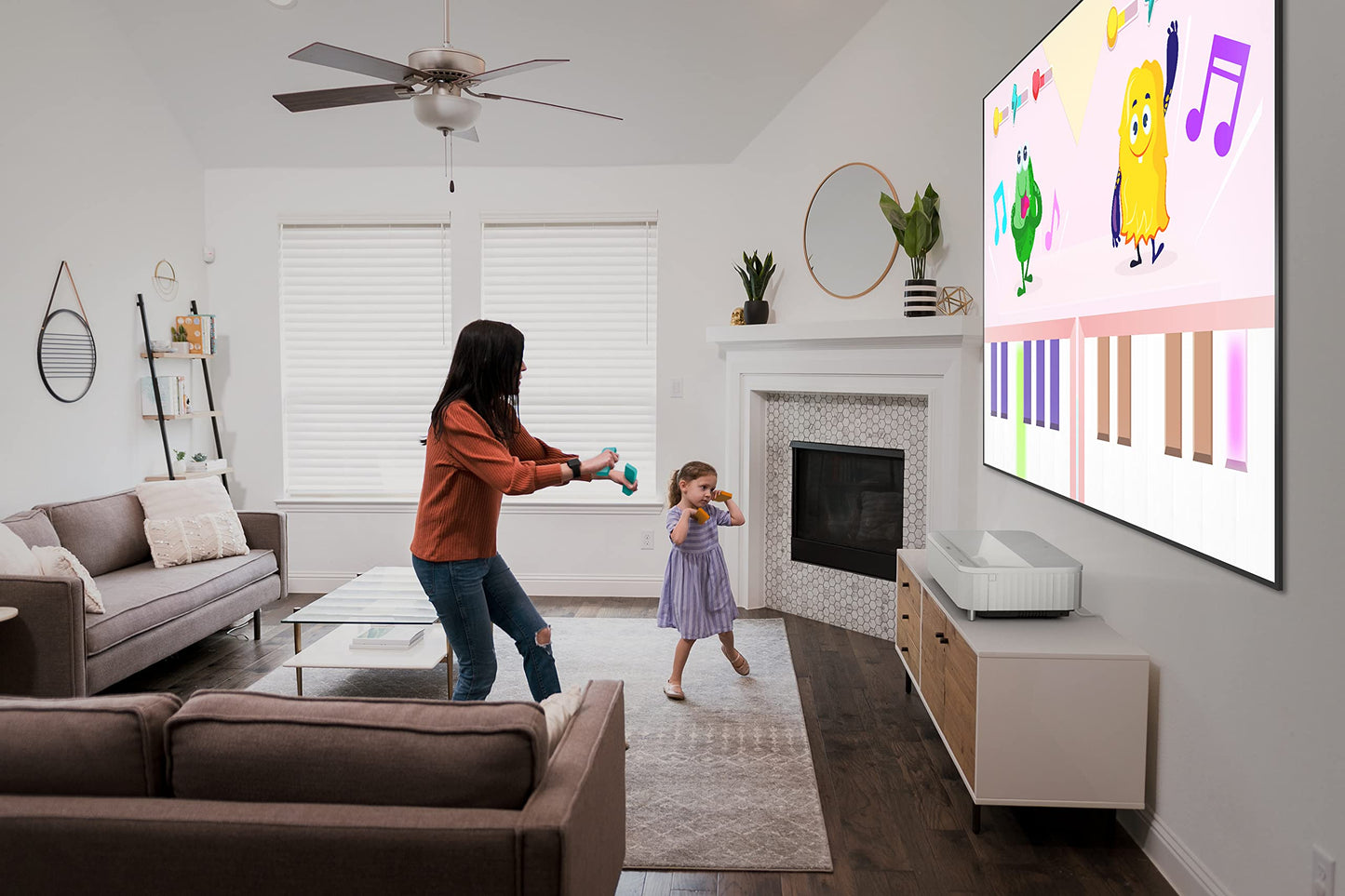 Epson LS800 Ultra Short Throw 3-Chip 3LCD Smart Streaming Laser Projector, 4,000 Lumens of Color and White Brightness, 4K PRO UHD, HDR, Android TV, 2.1ch Yamaha Built-in Speakers - White