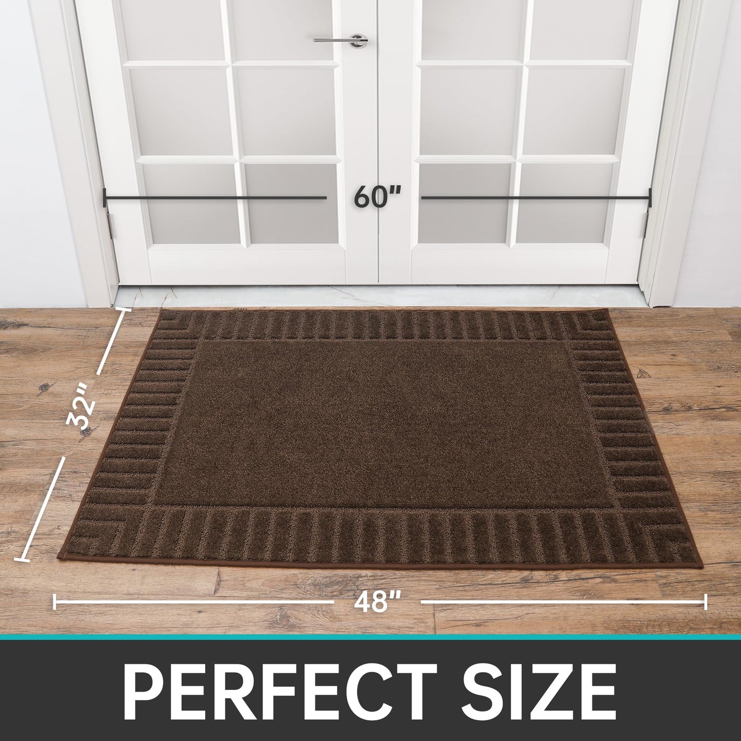 BEQHAUSE Door-Mat Non-Slip Front Doormat Low-Profile Entrance Mats for Front Door Entry Resist Dirt Washable Doormat Absorbent Entryway Door Mat,Brown,32"x48"