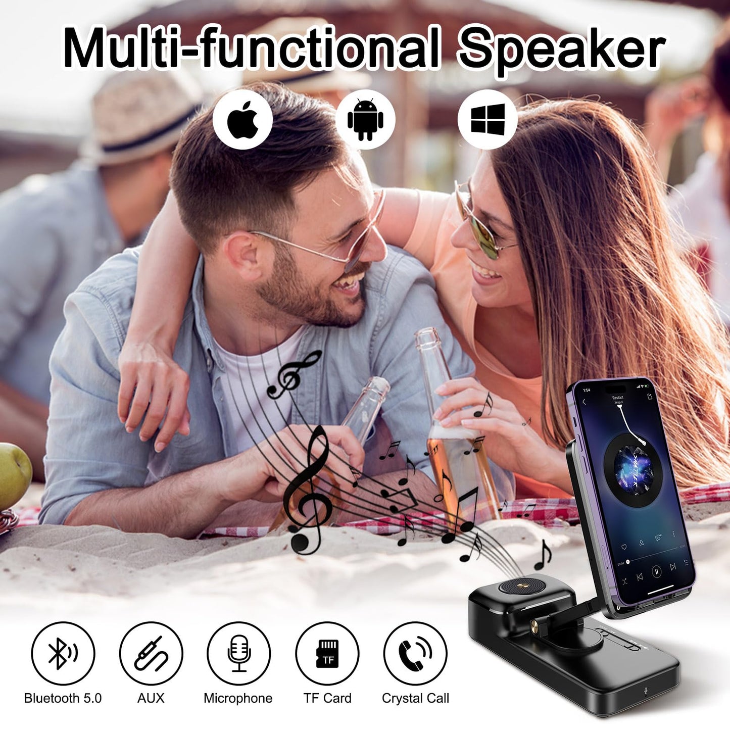Gifts For Men Women, Bluetooth Speaker With Wireless Charging Phone Stand, Hd Surround Sound Speaker, Cool Gadget Gifts For Men