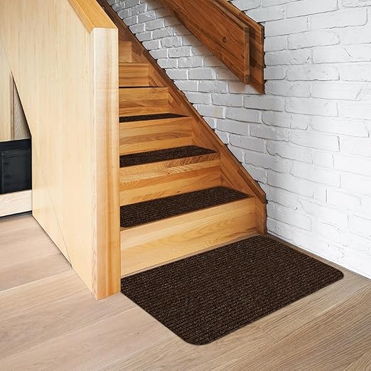 Stair Treads for Wooden Steps Carpet, Non-Slip Stair Runner Indoor Outdoor Stair Tread Mats Covers Pads, 19" x 31" Matching Landing Step Runner for Elders, Kids and Dogs (19" x 31", Brown)