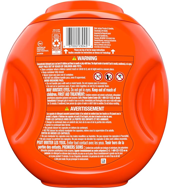 Tide PODS laundry detergent pacs, 3-in-1 Stain Remover, Odor Fighter, Color Protector, 81 Count, HE compatible, Original Scent