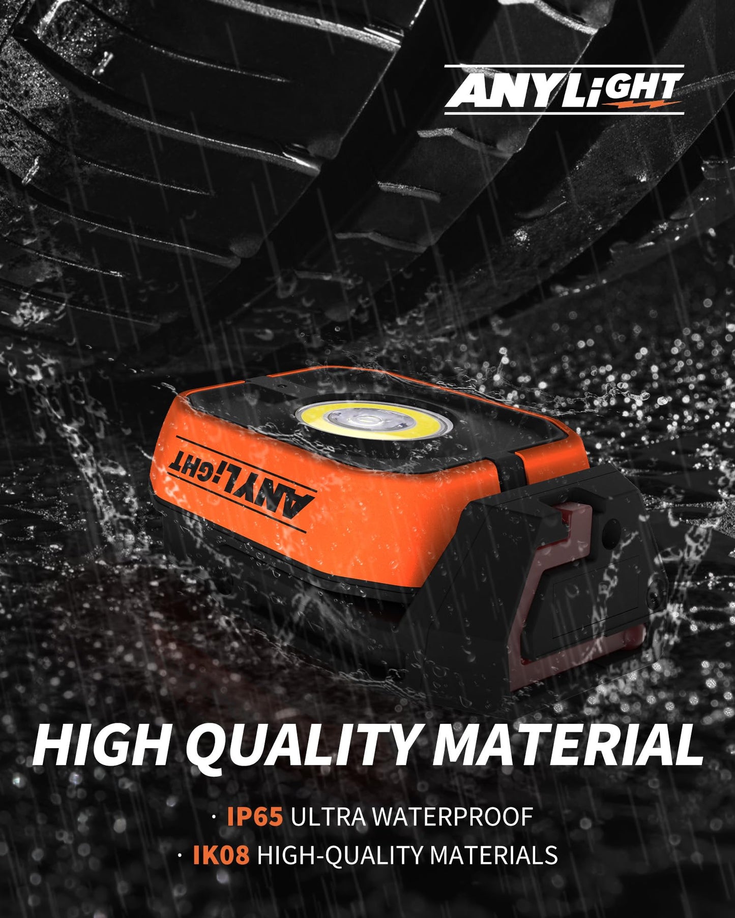 ANYLiGHT Work Light, Magnetic Rechargeable Light with 4 Modes & 150°Rotatable, 1200LM Waterproof Portable Light with 360° Rotating for Emergency Car Repair, Grill, Outdoor Work (1 PK Upgrade)