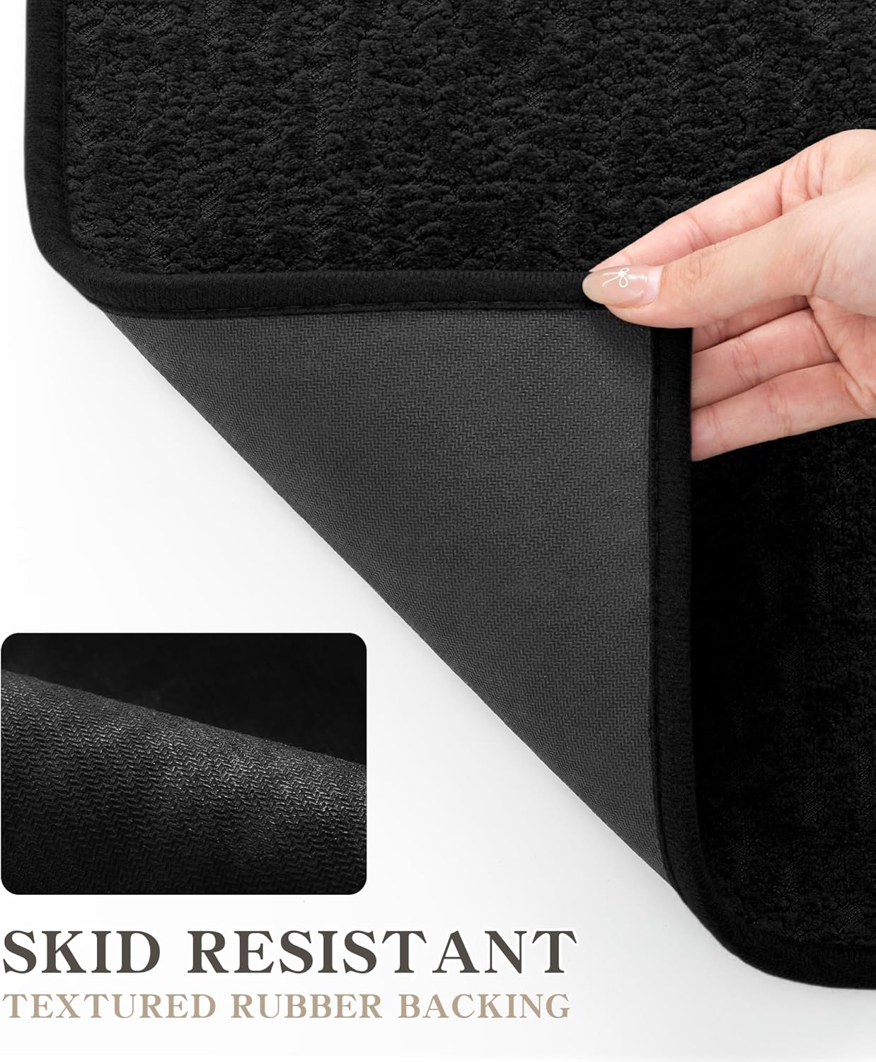chakme Bathroom Rugs Mat 59x17, Ultra Thin Non Slip Bath Mat Quick Dry Absorbent Bath Mat for Bathroom Floor, (Black, 59"x17")