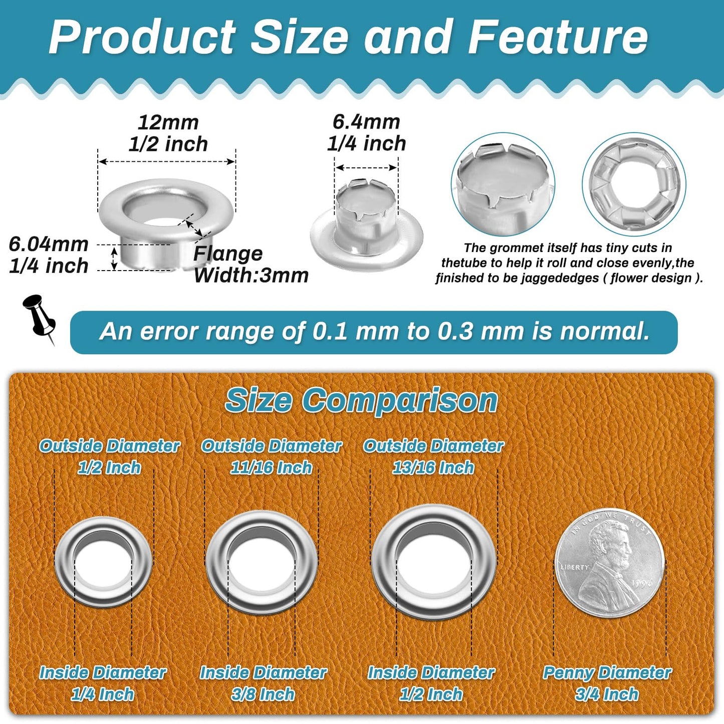 803Pcs Grommet Tool Kit 6mm 1/4 Inch(Inside Hole Size) Eyelet Kit with 400Pcs Eyelets Grommets, 400Pcs Washers and Grommet Eyelet Pliers for Leather/Belt/Shoes/Crafts