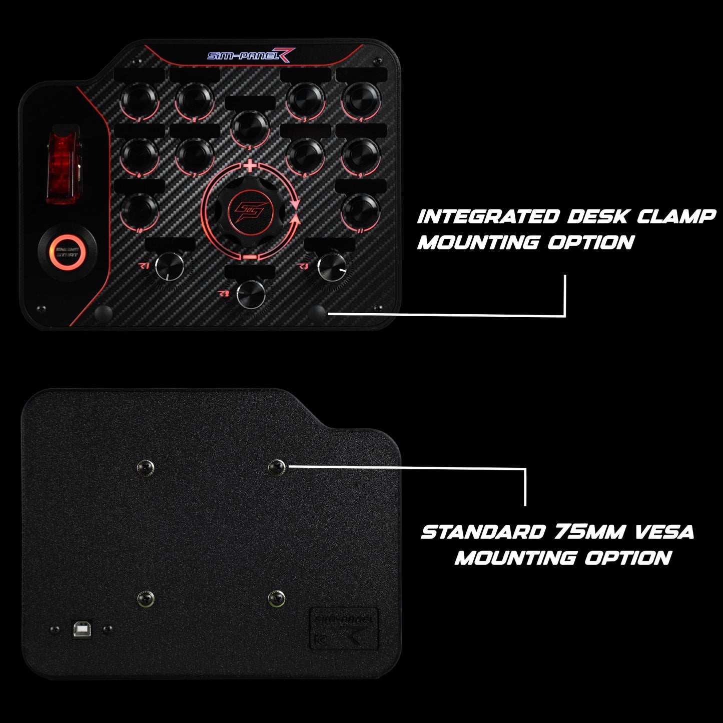 SIM-PANEL PC Sim Racing Gen 2 Button Box (Horizontal Layout)