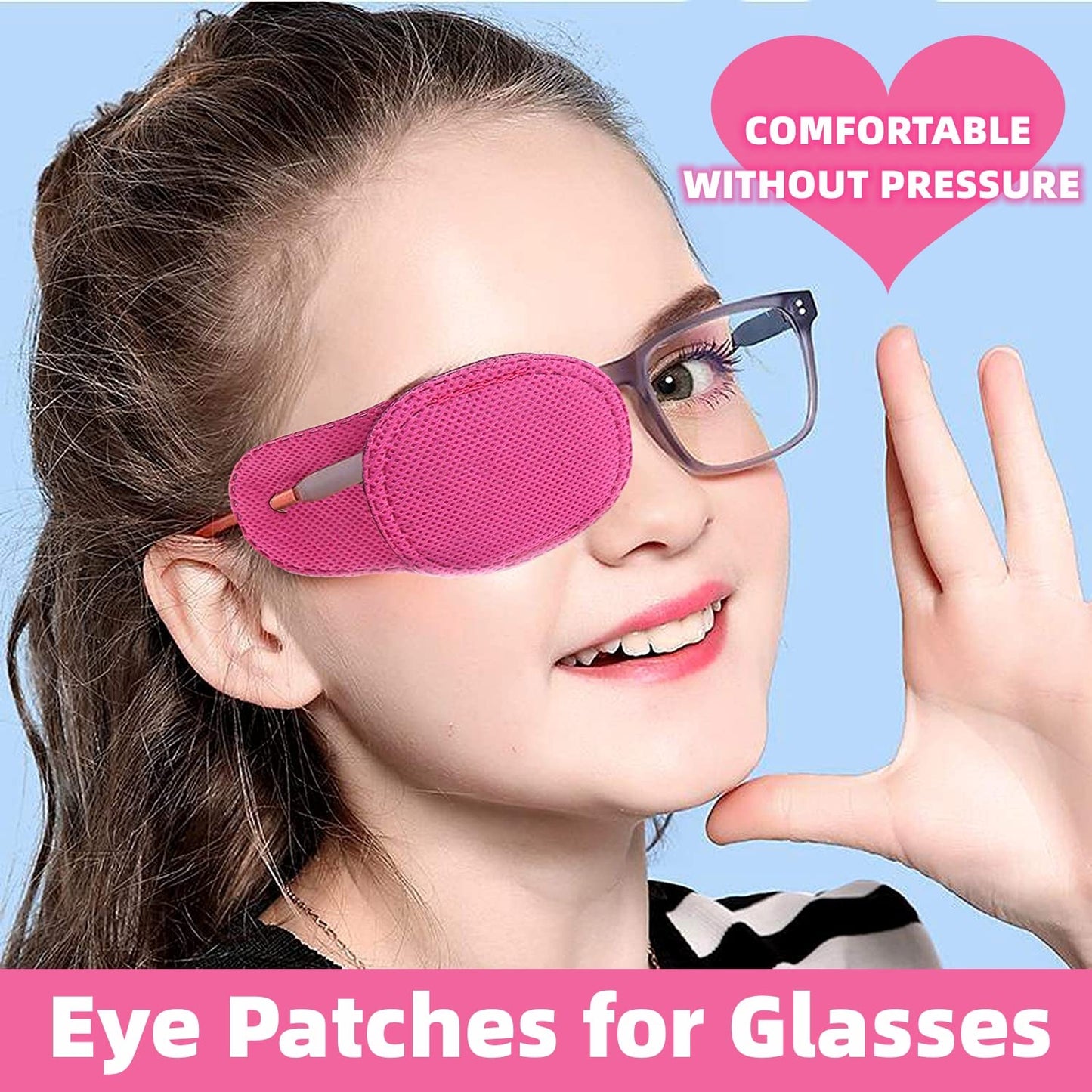 VEEJION 12PCS Eye Patches for Adults Kids Eye Patch for Glasses Treat Lazy Eye Amblyopia for Left or Right Eyes (Pink)