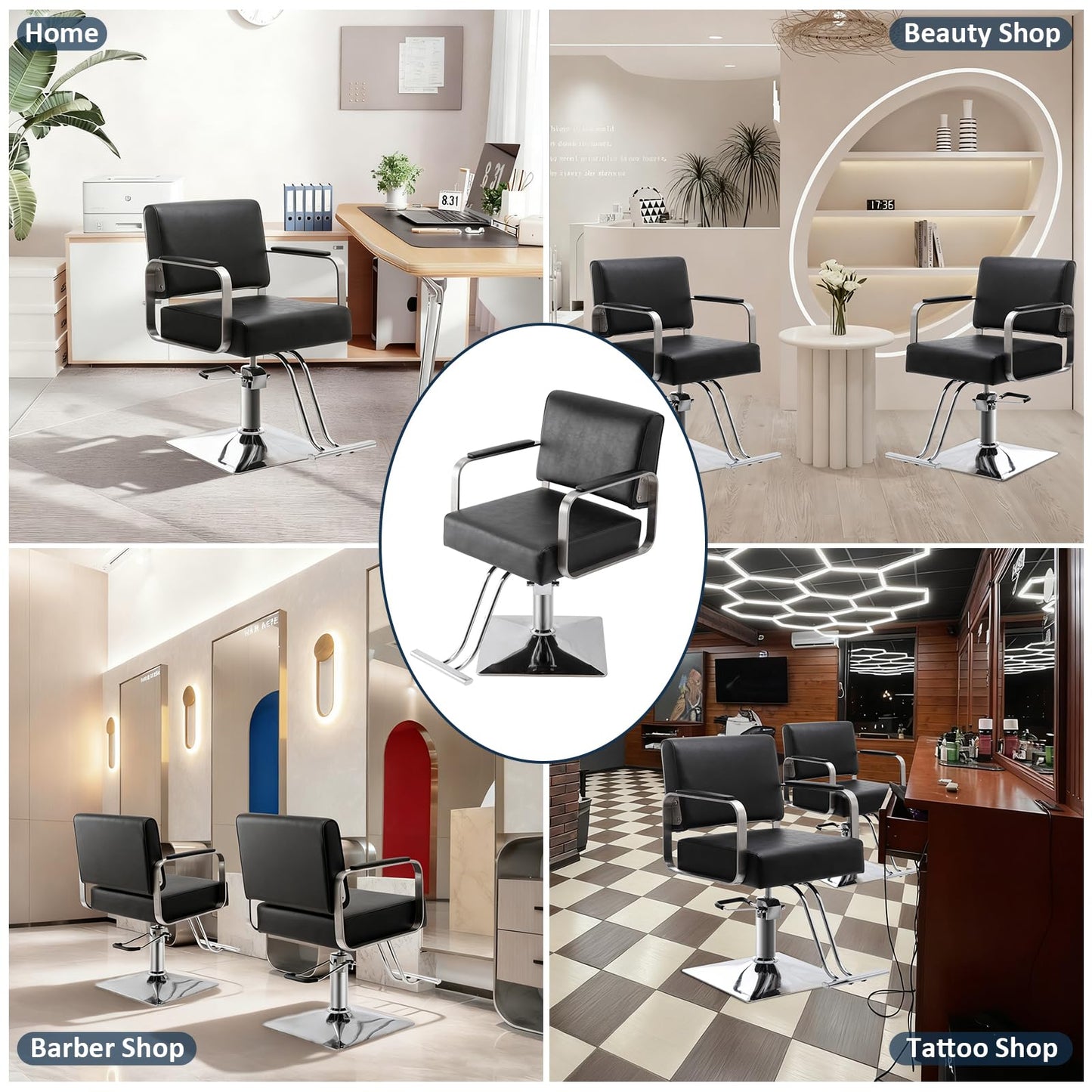 L'aimefois Hairdresser Barber Salon Chair - Comfortable Sitting,330 Lbs - with Heavy Duty Hydraulic Pump,360° Swivel Adjustable Spa Beauty Equipment,Hair Stylist Women Man for Barbershop,Home(Black)
