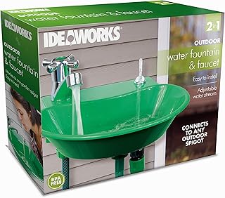2-in-1 Outdoor Water Fountain and Faucet, Green
