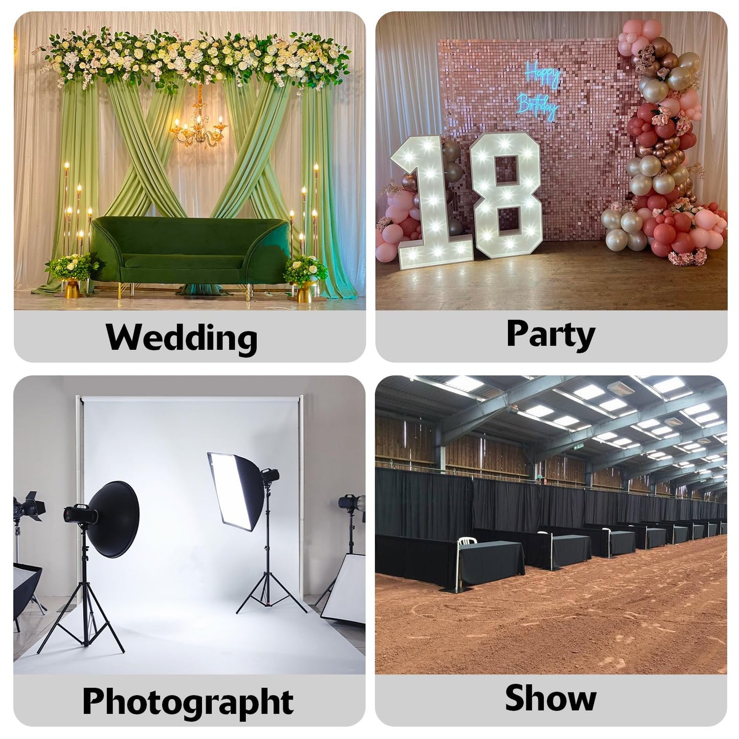 Heics Heavy Duty Backdrop Stand, 20x14ft Pipe and Drape Stand, Balloon Arch Stand, Banner Stand for Wedding Decor, Party Decorations, Baby Shower Backdrop, Sturdy Event Party Supplies