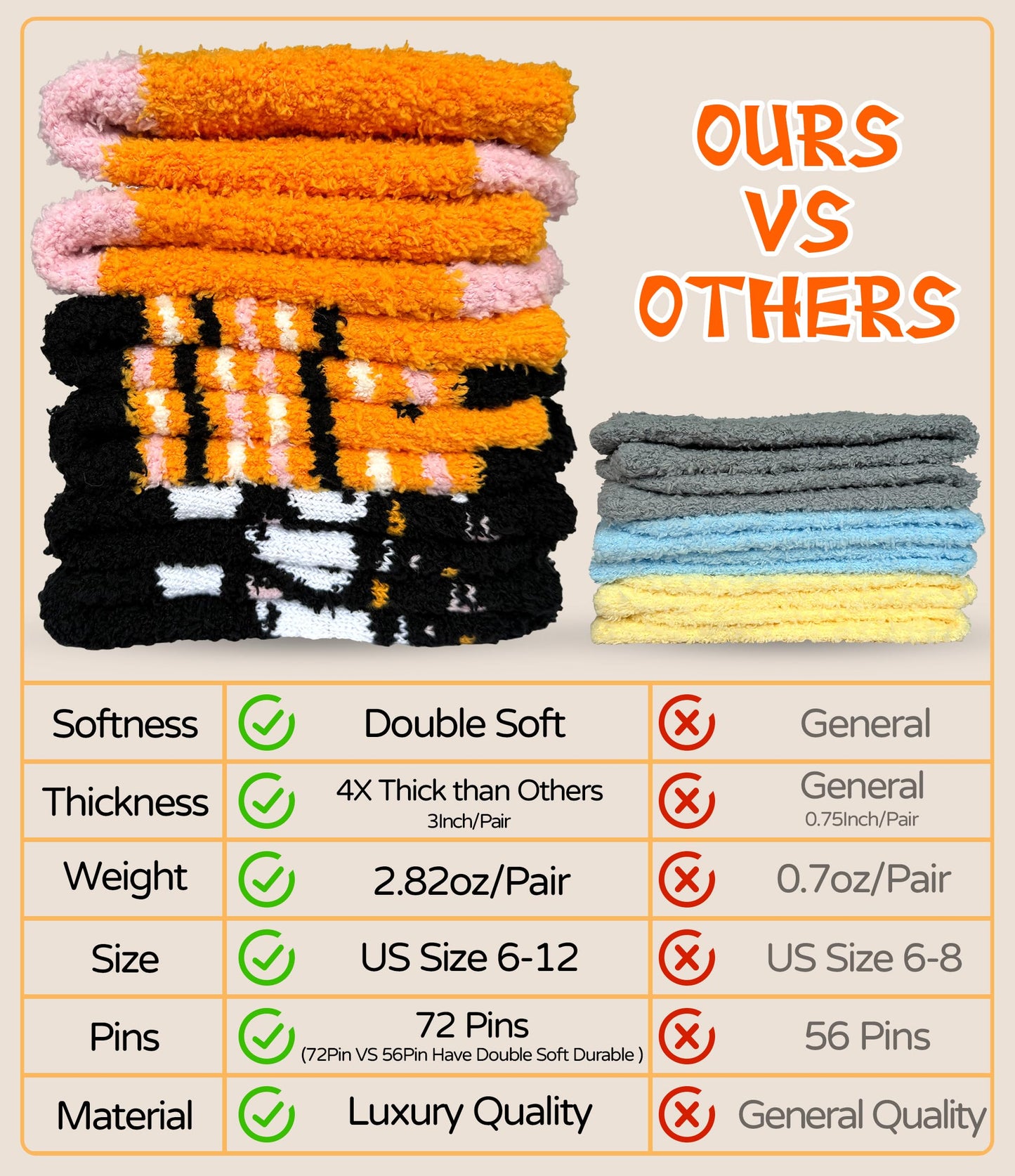 TEHOOK 4X Thicker & 2X Softer Halloween Fuzzy Socks for Boo Spooky Basket Stuffers for Her, Cozy Fluffy Soft Warm Socks for Fall Halloween Gifts for Women