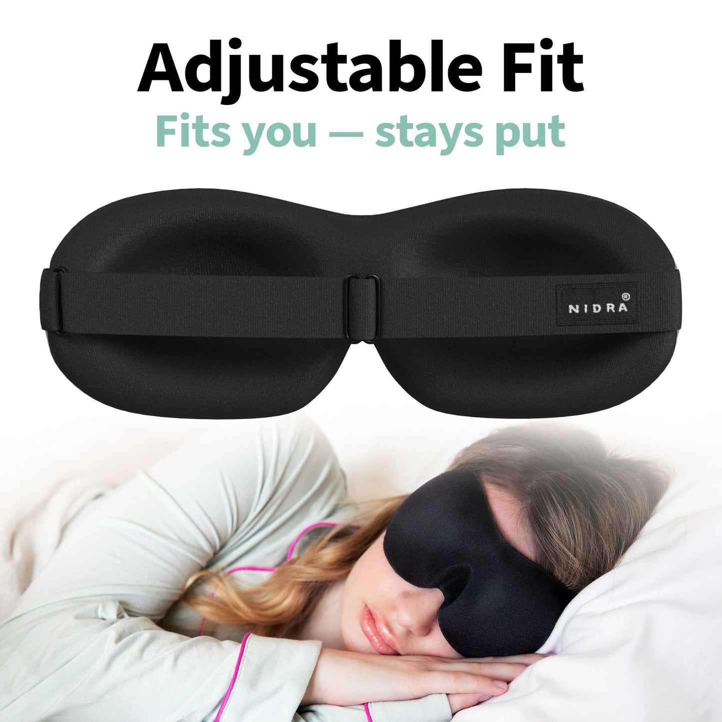Nidra Contoured Sleep Mask for Side Sleepers – Zero Pressure Fit, Light Blocking Eye Shade for Sleeping & Travel – Purple, Standard Size