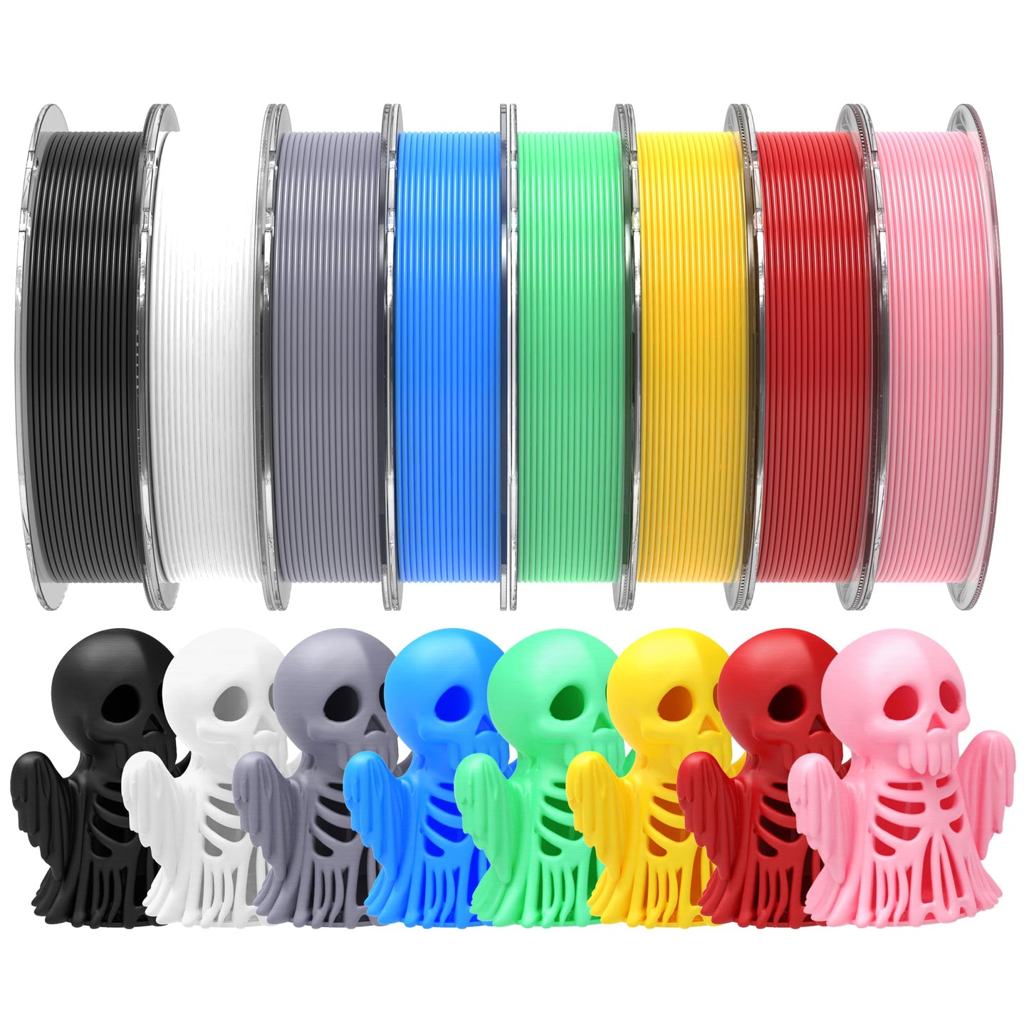 RAMBERY 250gx8 PLA+ Filament Bundle 1.75mm, 8 Colors PLA Plus 3D Printing Filaments Dimensional Accuracy +/- 0.02mm, 8 Pack 250g