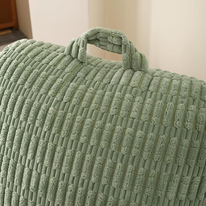 PAJEO Reading Pillow for Sitting in Bed, Large Backrest Reading Pillow with Arm Rest,Back-Rest Support Cushion for Sit Up on Couch, Sofa, and Floor, Dorm Essentials (Green Corduroy, Standard(17"))
