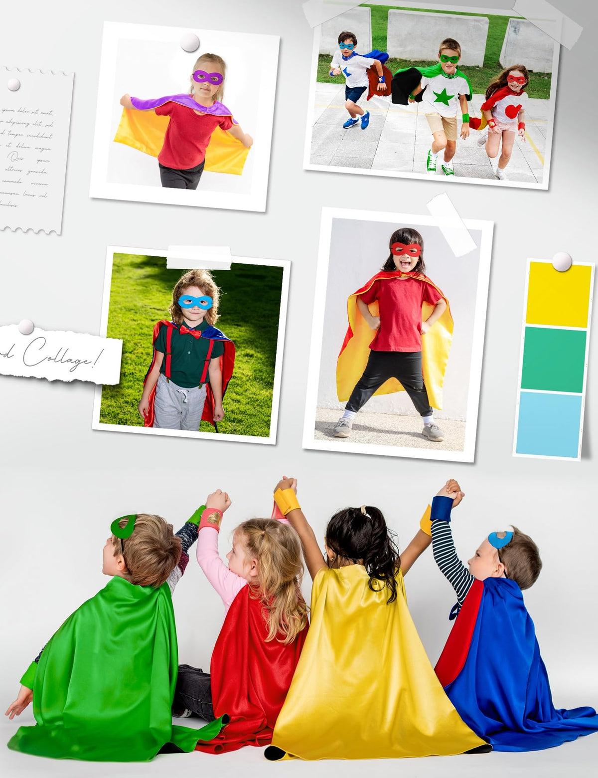 Kids Double-Sided Superhero Capes and Mask - Purple Super Hero Cape Perfect for Dress-Up, Halloween, Christmas, Cosplay, and Birthday Parties (Purple)