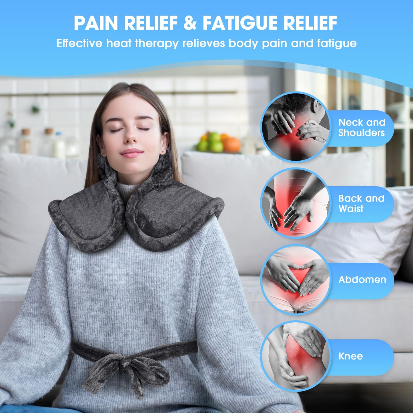 Heating Pad for Neck and Shoulders and Back Pain Relief, FLUFFYWARMTH Birthday Gifts for Women Men Mom Dad Elderly, Self Care Gifts for Her Him Wife Husband, Cozy 24"x33" Large Electric Heating Pad