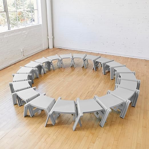ECR4Kids Linking Stool Set, Flexible Seating, Light Grey, 4-Piece