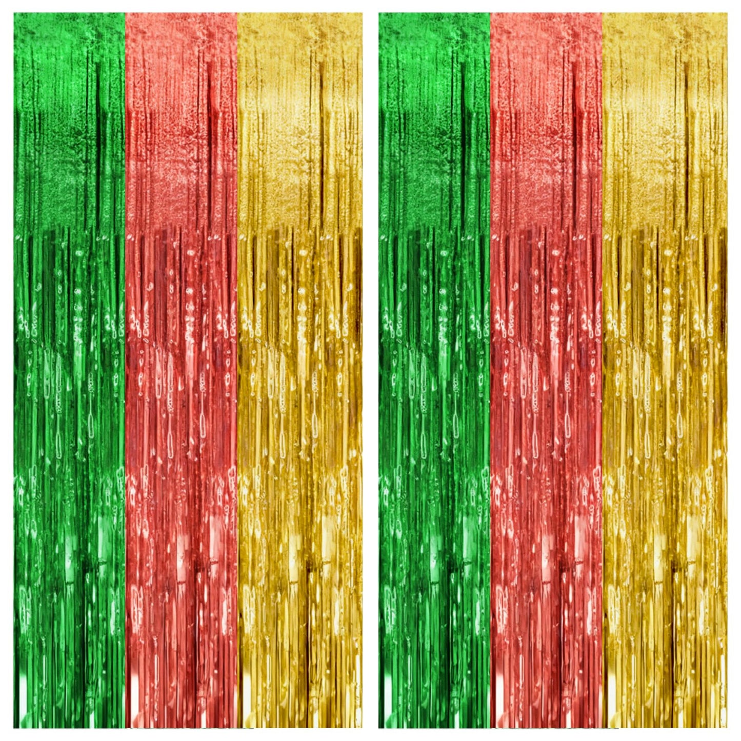 2 Pack Hawaii Party Backdrop Decorations Vibrant Summer Streamers Foil Fringe Curtains Metallic Tinsel Backdrop for Birthday Gra