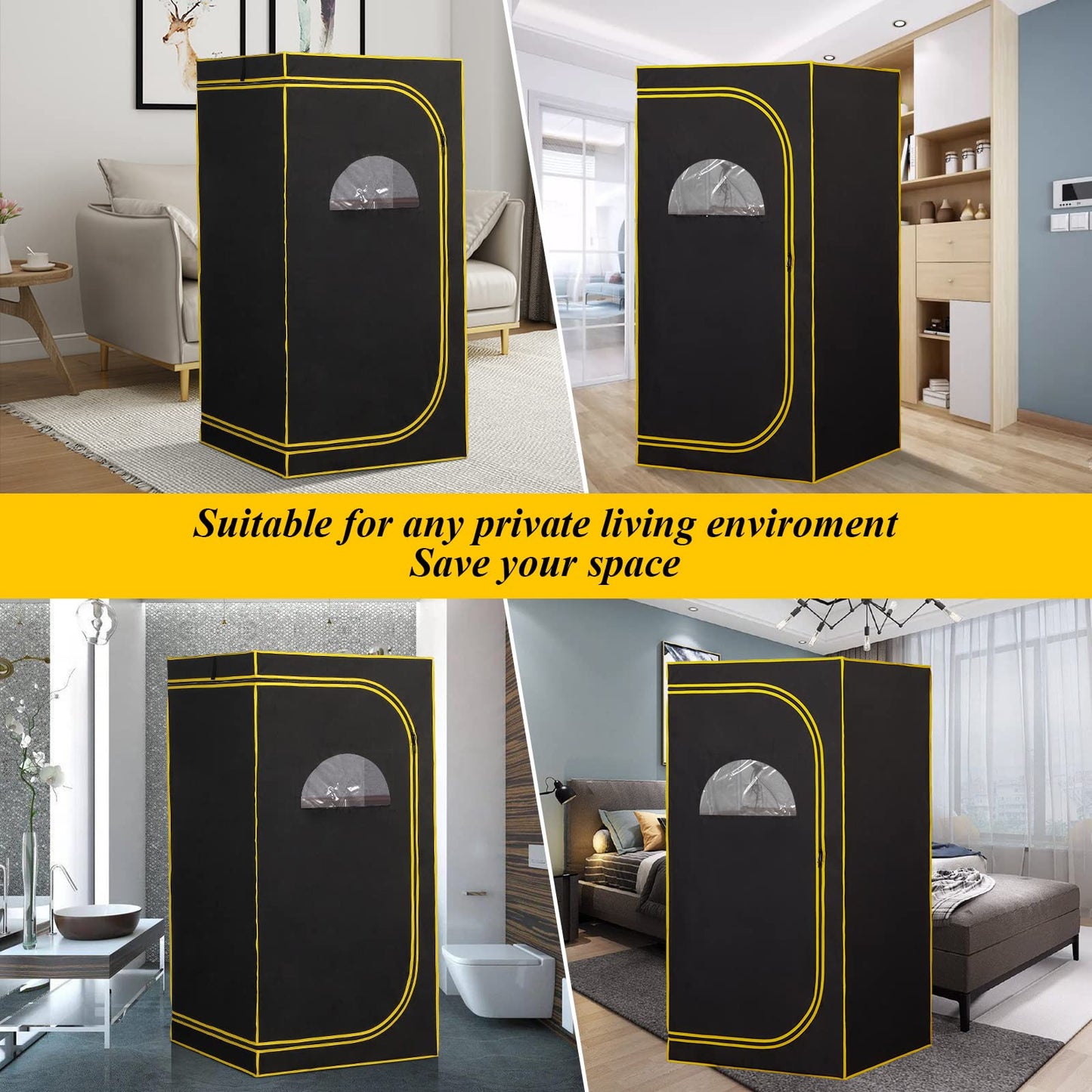amocane Portable Infrared Sauna, Full Size Personal Home Sauna Spa for Relaxation, Dry Heart Sauna Tent with Heating Foot Pad & Fortable Chair (L 31.5" x H 31.5" x H 62.9")