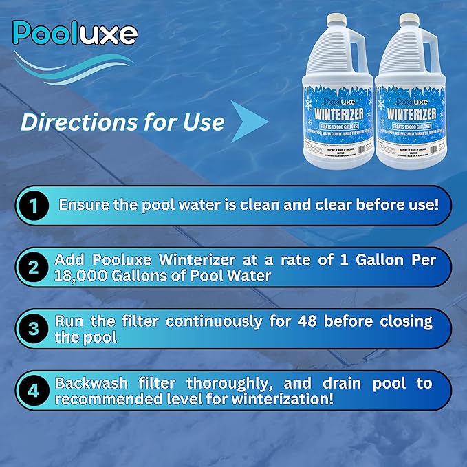 Winterizer– Advanced Cationic Polymer for Pool Water Clarity, Coagulates & Removes Suspended Solids for Easy Vacuuming (6 Pack)