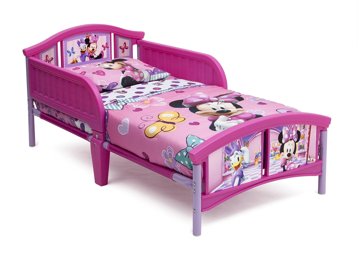 Delta Children Plastic Toddler Bed, Disney Minnie Mouse & Disney Minnie Mouse 6 Bin Design and Store Toy Organizer