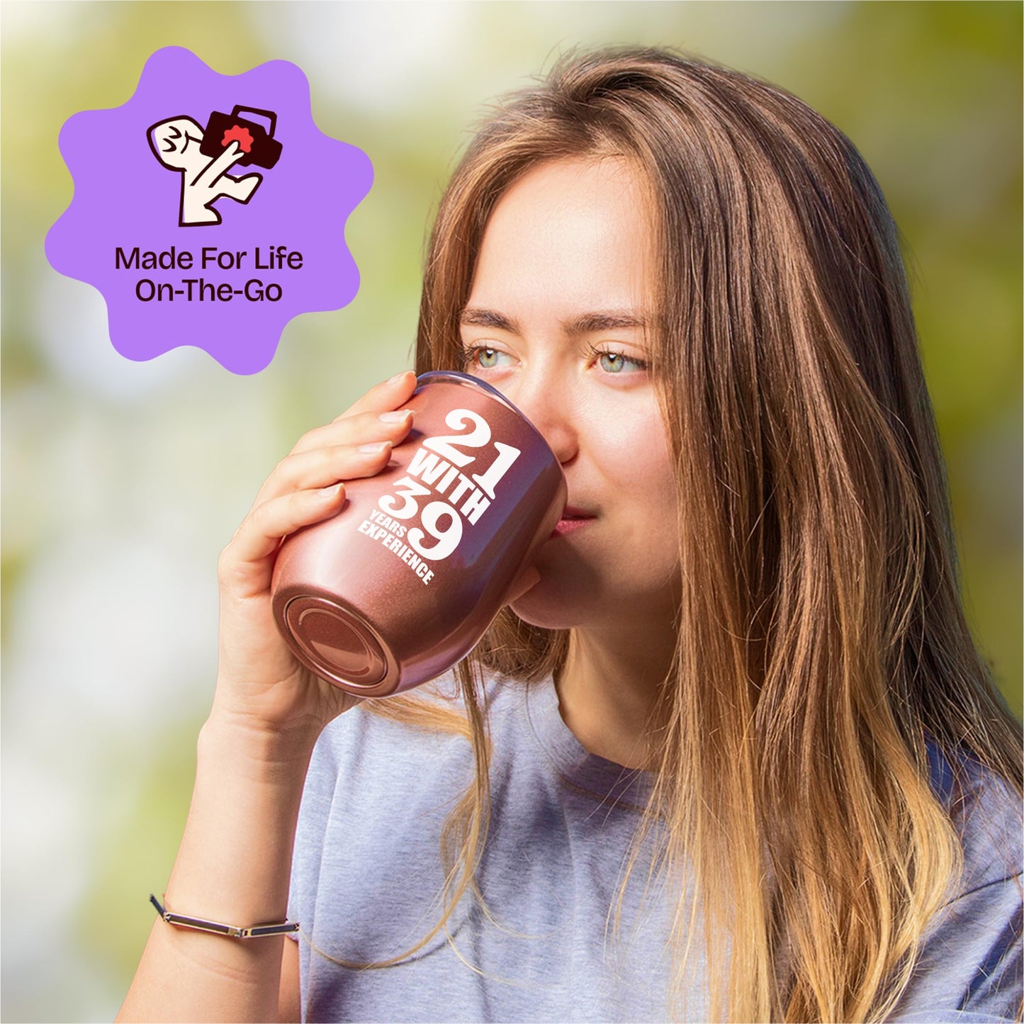 KLUBI 60th Birthday Gifts for Women - 21 With 39 Years Experience Gifts 12oz 60th Birthday Wine Tumbler 60th Birthday Decorations Women Gift Turning 60 th Birthday Gift Funny Mug
