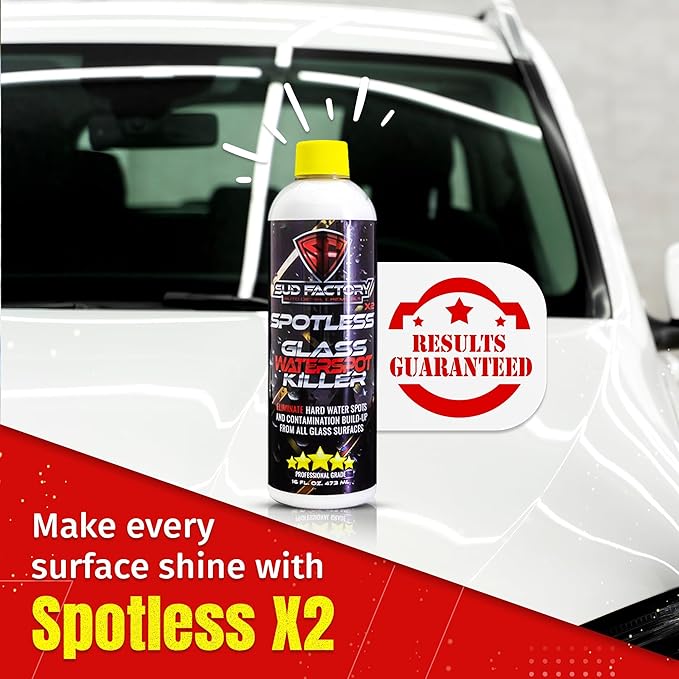 Sud Factory Spotless X2 Upgraded Glass Hard Water Spot Remover for Cars, Shower Doors, Windows, Homes & Boats - 16oz