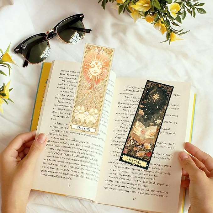 60 Pcs Tarot Gothic Bookmarks Set, Vintage Fantasy Double-Sided Matte Paper Book Marks Featuring Tarot Artwork, Aesthetic Page Marker Clips for Reading Women Teens Adults Birthday Christmas Gifts