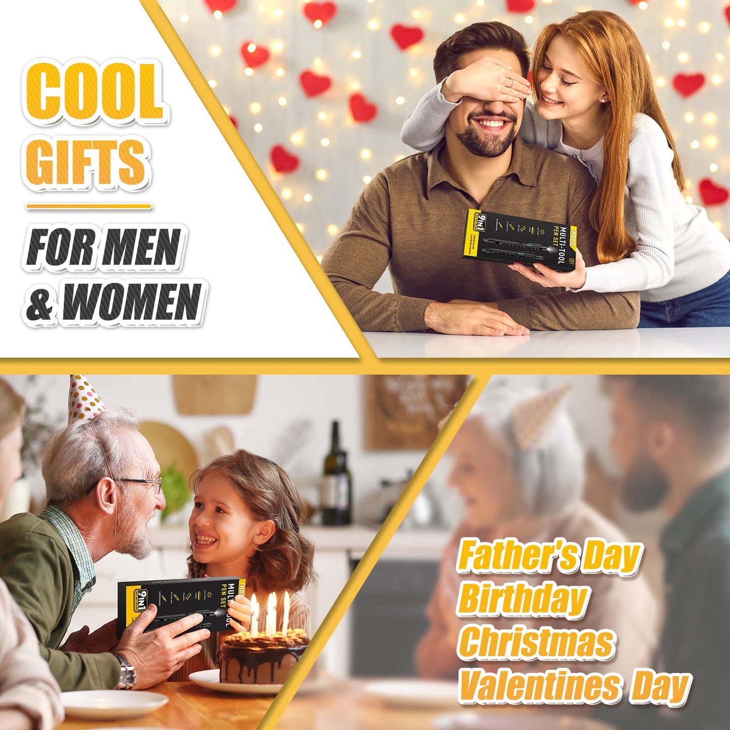 Stocking Stuffers for Men Adults, Gifts for Men 9 in 1 Multitool Pen, Mens Christmas Gifts for Dad, Boyfriend, Grandpa, Husband, Birthday Gifts for Men Who Have Everything, Birthday Gifts for Men