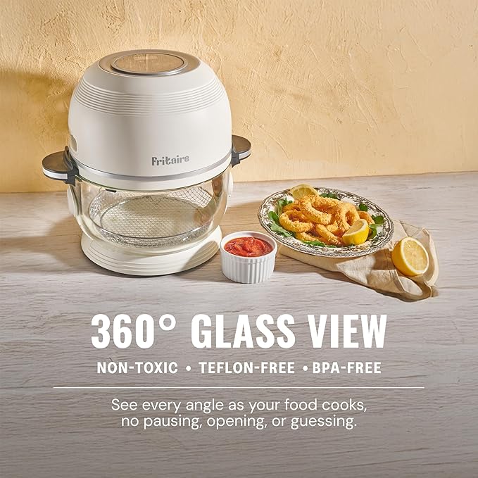 Non Toxic Air Fryer™ - Glass AirFryer 5 Quart w/ 360 Visibility, Self-Cleaning, 400F Vortex Air Fryer for Even Cooking, BPA-Free Teflon Free, 9-in-1 Functions, Rotisserie, Roast, Bake, Black