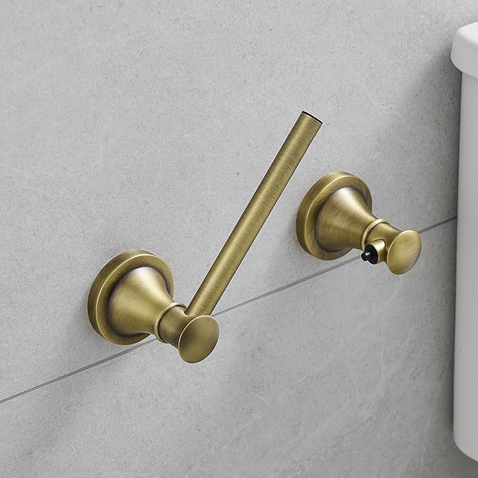 RUMOSE Toilet Paper Roll Holder Bathroom Flexible Pivoting Tissue Handle on Wall Mounted Antique Brass Rustproof Toilet Tissue Roll Holder,Stainless Steel