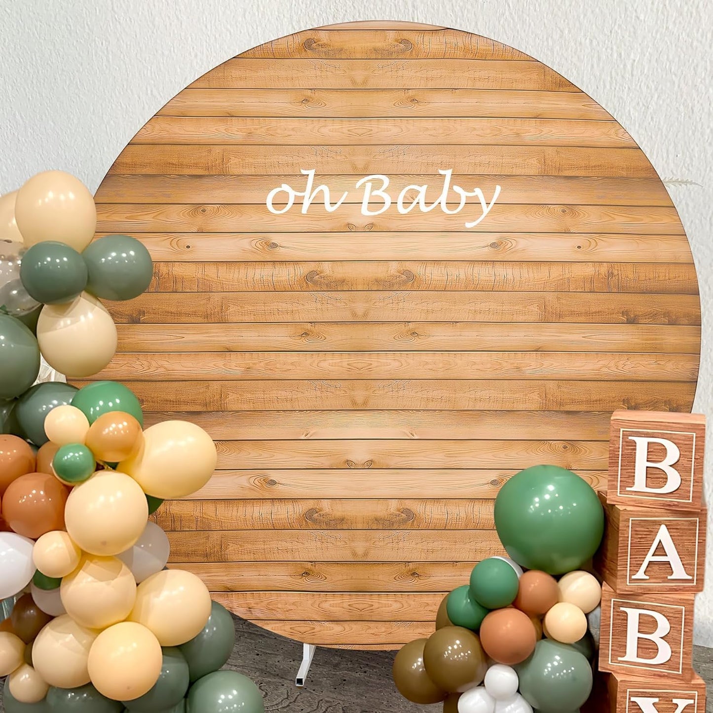 7.2Ft Wood Grain Round Arch Backdrop Cover For 7/7.2Ft Circle Stand, Wrinkle Free Circle Arch Background Cover, Vintage Wood Tex