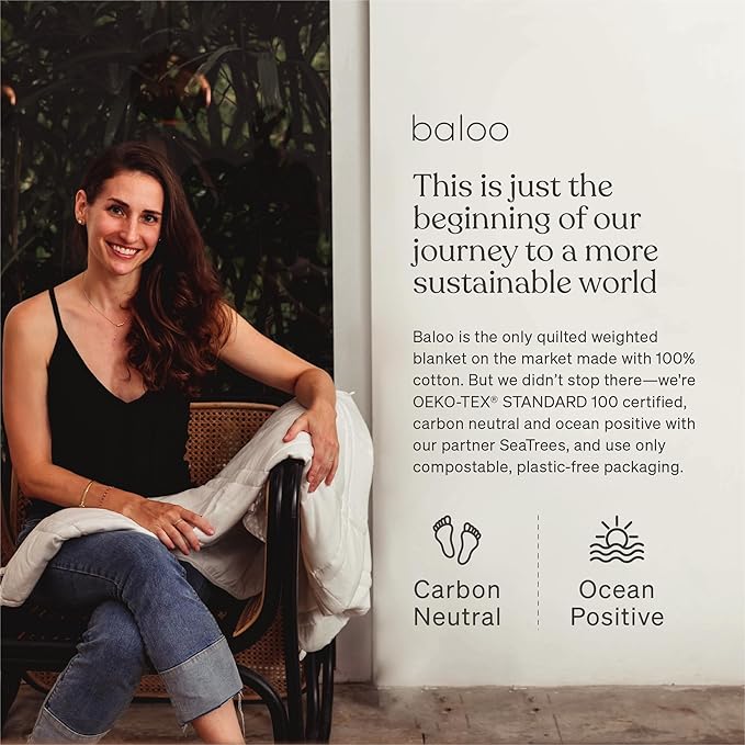 Baloo Weighted Blanket for Adults 20 lb (Moss, 60"x80") | Cool & 100% Cotton | Machine Washable & Dryer Safe | Glass Microbead Fill