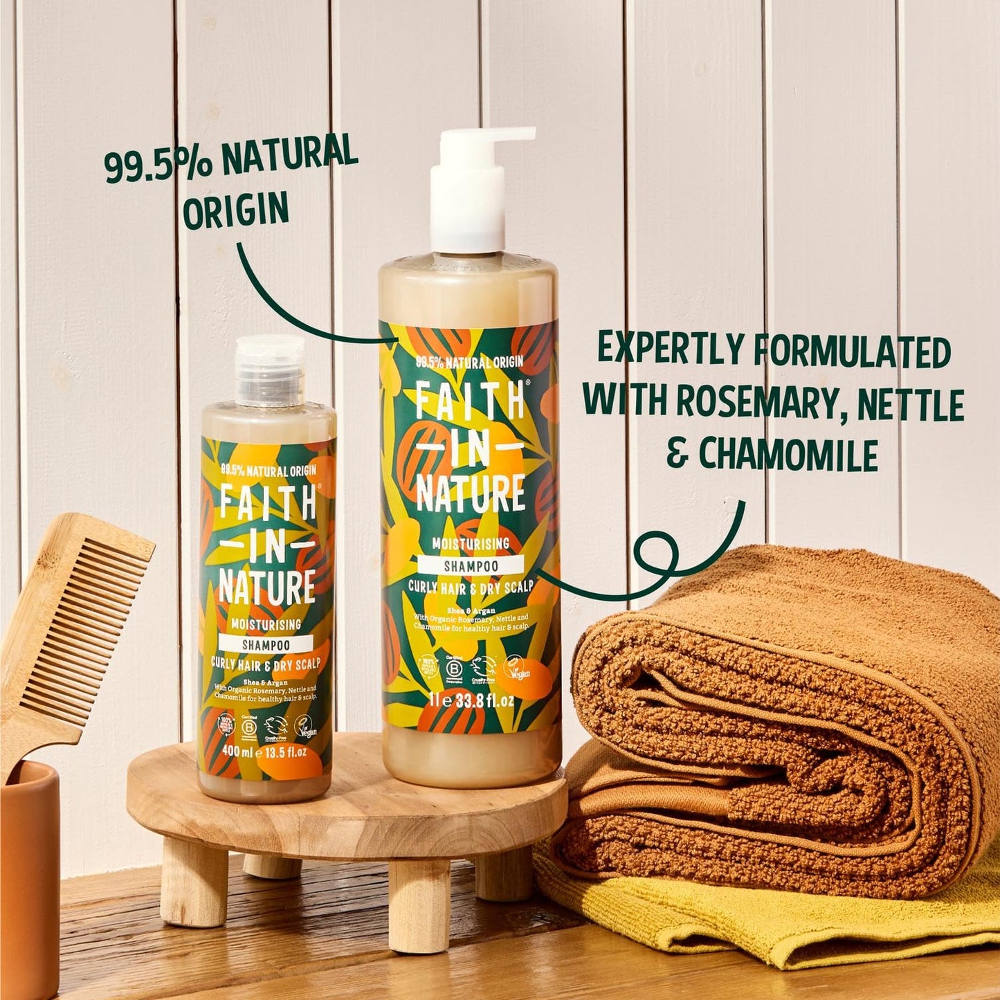 FAITH IN NATURE Natural Shampoo - Vegan & Cruelty Free, No SLS or Parabens - 33.8 fl oz Family Sized, Shea & Argan