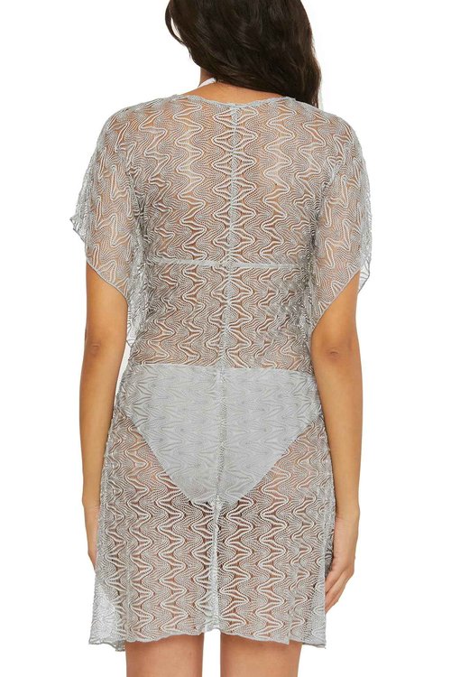 Becca by Rebecca Virtue Women's Standard Riviera Tunic, Plunge Neck, Crochet, Beach Cover Ups, Silverado